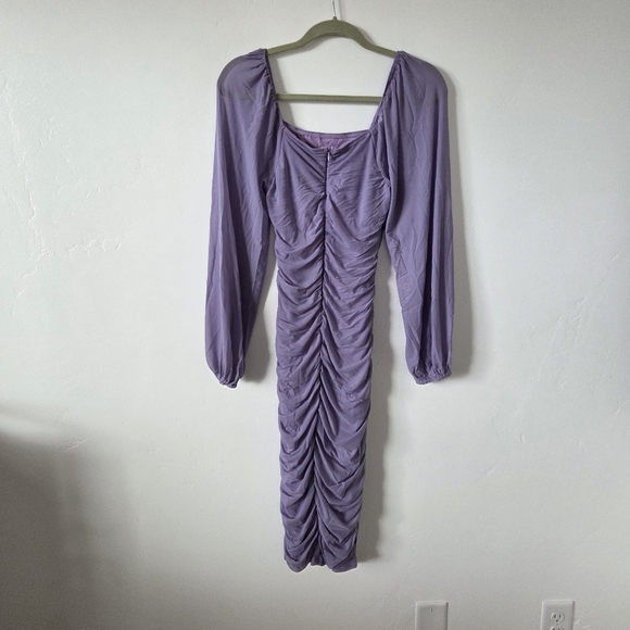 Lavender Purple Ruched Formal Cocktail Dress Bodycon Evening Date Night Medium - Picture 7 of 9